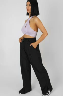 Public Desire Wrap Front Halter Crop Top Lilac Discount