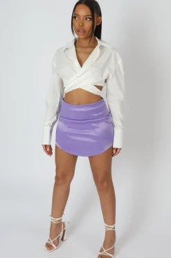 Public Desire Wrap Waist Poplin Shirt White Cheap