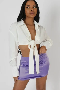 Public Desire Wrap Waist Poplin Shirt White Cheap