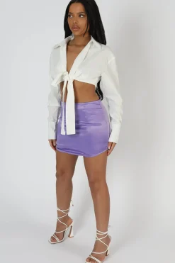 Public Desire Wrap Waist Poplin Shirt White Cheap
