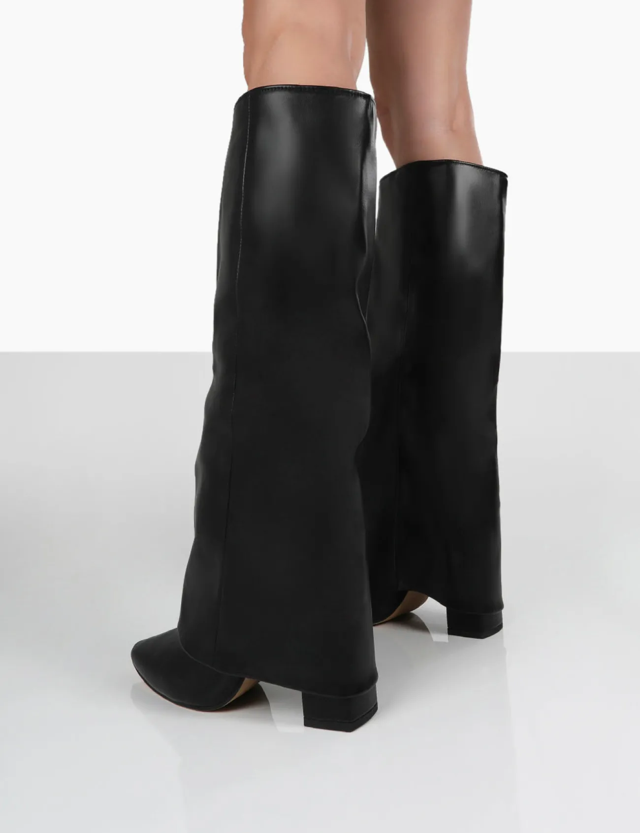 Public Desire Zendaya Pointed Toe Knee High Block Boots Black Cheap