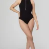 Public Desire Zip Front Racer Bodysuit Black Discount