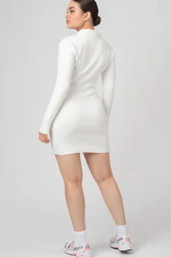 Public Desire Zip Through Collared Mini Dress Ecru Cheap