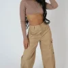 Public Desire Zip Through Underbust Ribbed Top Sand Cheap