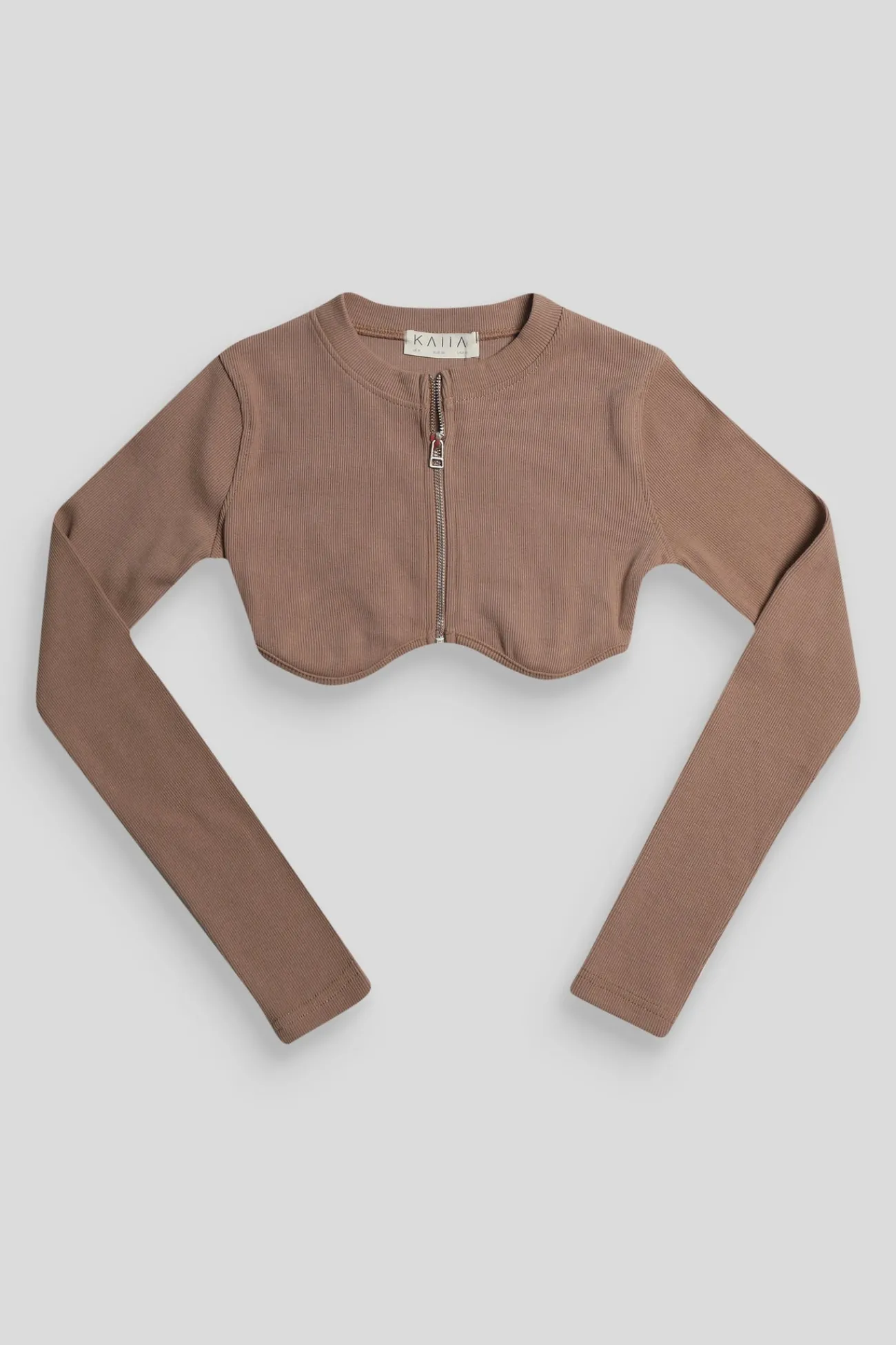Public Desire Zip Through Underbust Ribbed Top Sand Cheap