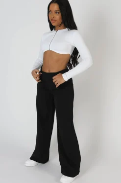 Public Desire Zip Through Underbust Ribbed Top White Hot