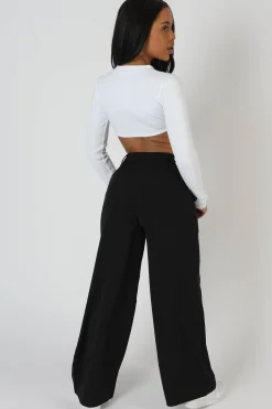 Public Desire Zip Through Underbust Ribbed Top White Hot